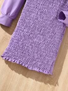 SHEIN Tween Girl Solid Cold Shoulder Hooded Dress