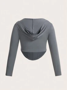 SHEIN MOOSTA 休閒不對稱純色大碼T恤 - 灰色 - 查看 2