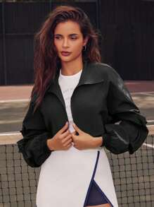 VARSITIE Thể thao Quần vợt Cơ bản Ngoài trời Với Áo khoác - màu đen - Xem 1