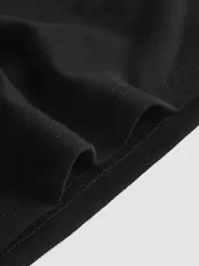 SHEIN MOD Chain Detail Crop Halter Top - Black - View 3