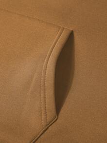 Manfinity Homme Men Plus Two Tone Letter Graphic Drawstring Hoodie - Khaki - View 4