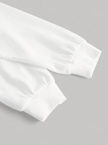 SHEIN MOD 不對稱領落肩袖短款運動衫 - 黑與白 - 查看 5