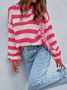 Chiquease Striped Pattern Drop Shoulder Sweater - Multicolor - View 6