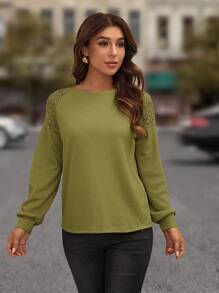 SHEIN LUNE Áo thun nữ - màu xanh lá - Xem 4