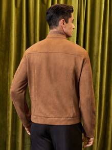 GENTILAND Nam Dây kéo Faux Suede Áo khoác - màu nâu - Xem 6