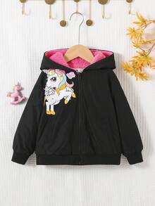 SHEIN 休閒卡通女童（小）夾克 - 黑色 - 查看 3