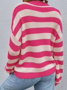 Chiquease Striped Pattern Drop Shoulder Sweater - Multicolor - View 2