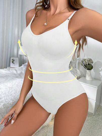 Women's White High Stretch Seamless Body Slimming Shapewear Briefs