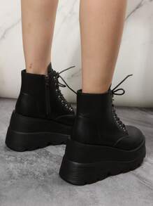 Black Wedge Boot For Woman - Black - View 2