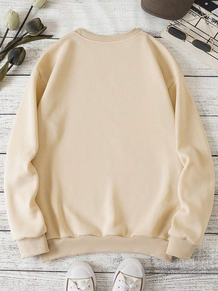 SHEIN EZwear Letter Graphic Thermal Lined Sweatshirt | SHEIN EUR