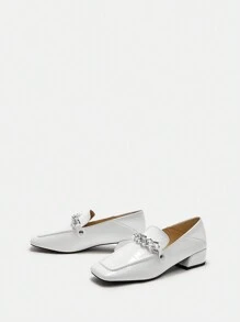 SheIn BIZ Women's Fashionable Flat Shoes - White - View 5