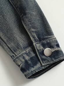 Manfinity Homme Chaqueta Vaquera Con Cremallera Para Hombre, Rapero Grunge De Fiesta Azul Liso De Oscuro