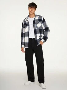 Manfinity NXTstreet Men's Plaid Print Flap Pocket Oversized Jacket - Multicolor - View 3
