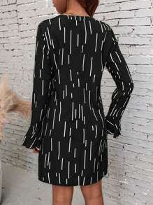 SHEIN Clasi In sọc Tay áo loe Đầm Tunic - Nhiều màu - Xem 2
