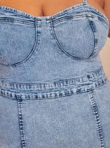 SHEIN BAE 大碼後拉鏈牛仔洋裝