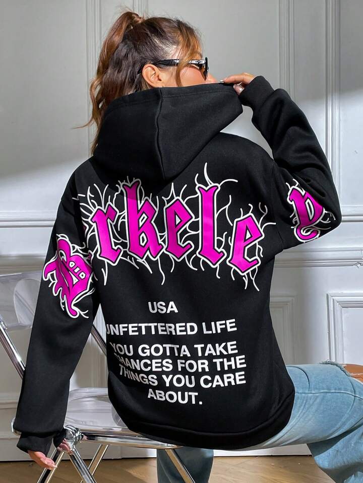 SHEIN Coolane Letter Graphic Drop Shoulder Hoodie | SHEIN USA
