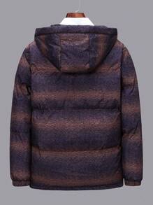 Manfinity Homme 1pc Loose Fit Men's All Over Printed Hooded Padded Coat - Multicolor - View 2