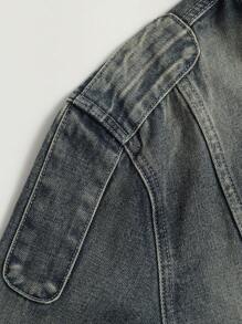 Manfinity Homme Chaqueta Vaquera Con Cremallera Para Hombre, Rapero Grunge De Fiesta Azul Liso De Oscuro