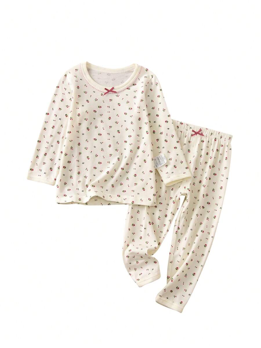 女小童碎花T恤和褲子睡衣套裝