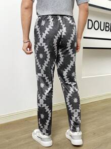 Manfinity VCAY Men Geo Print Tie Waist Sweatpants - Multicolor - View 2