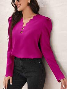 SHEIN Clasi Áo sơ mi nữ - Màu đỏ tím - Xem 1
