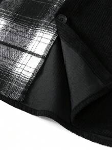 Manfinity Homme Men Plaid Patched Pocket Overcoat - Black - View 4