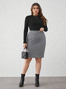 SHEIN Clasi 加大短裙 - 黑與白 - 查看 4