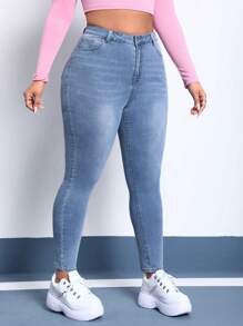 SHEIN EZwear Plus Stevige Skinny jeans