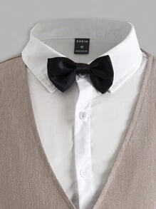 Manfinity 男士素色襯衫和夾克背心和褲子和背帶和領結 - 卡其色 - 查看 7