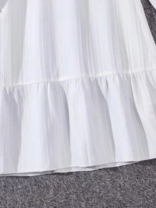 SHEIN 女大童喇叭袖荷葉邊下擺洋裝 - 白色 - 查看 5