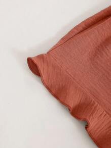 Breezaya Mono de tirantes con nudo delantero con abertura bajo con fruncido - Naranja - Ver 4