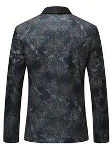 Manfinity AFTRDRK 男士大码滿版圖案青果領單釦西裝外套