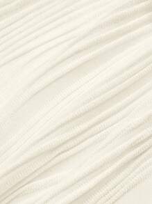 SHEIN EZwear Summer Outfit Solid Knit Hanky Hem Tube Top - Apricot - View 4