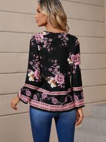 EMERY ROSE 印花襯衫 - 黑色 - 查看 2