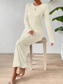 Rafferiza Đầm ôm body tay loe xẻ tà xẻ tà Maxi dành cho nữ - Màu be - Xem 6