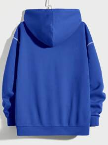 EASEVO Hombres Capucha con bolsillo de canguro con puntada con cordón - azul real - Ver 2