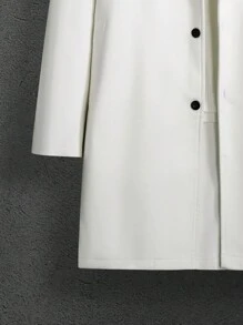 Manfinity Homme Hombres Abrigo con botonadura simple y cuello con solapa - Beis - Ver 5