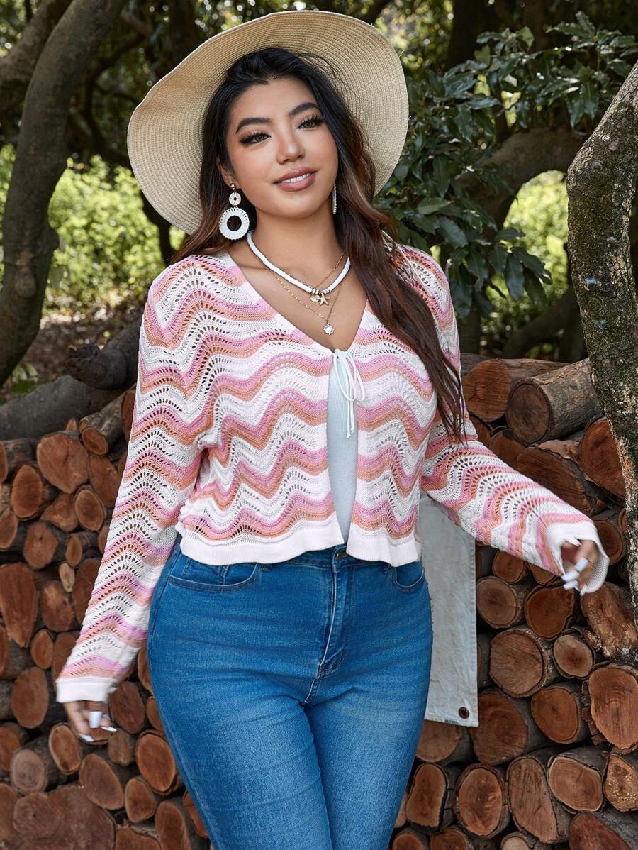 SHEIN VCAY 大碼開衫 - 彩色 - 查看 1