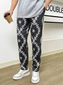 Manfinity VCAY Men Geo Print Tie Waist Sweatpants - Multicolor - View 6