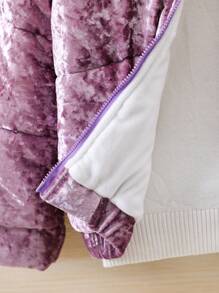 SHEIN Áo khoác đệm nhung có khóa kéo cho bé gái 1 chiếc - Màu tím - Xem 4