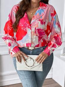 Calvaya Talla grande Camisa con estampado floral de hombros caídos - Multicolor - Ver 1