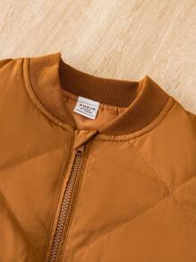 男嬰1入組翻蓋口袋前拉鍊飛行員夾克 - 棕色 - 查看 4