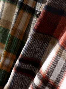 Manfinity Homme Men Plaid Print Colorblock Drawstring Hooded Overcoat Without Tee - Multicolor - View 5