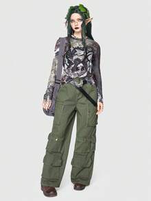 ROMWE Fairycore In đầu lâu & hoa Áo thun - Nhiều màu - Xem 3