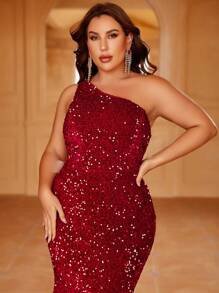 大碼派對露背純色連衣裙 - 酒紅色 - 查看 5