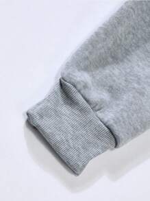 INAWLY Plus Letter Graphic Kangaroo Pocket Drawstring Thermal Hoodie, For Winter