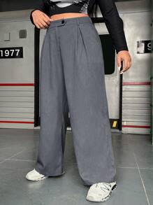 Flirla Taglie Forti Pantaloni dettaglio plissettato