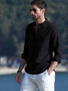 NITAGUT 男士休闲简约透气长袖衬衫