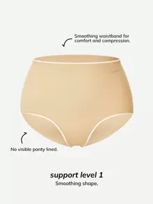 LUVLETTE Plus Women High-Rise No-Show Brief Smoothing Brief - Apricot - View 3