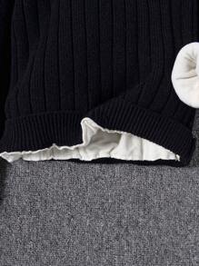 SHEIN Tween Girl Solid High Neck Thermal Lined Sweater - Black - View 6